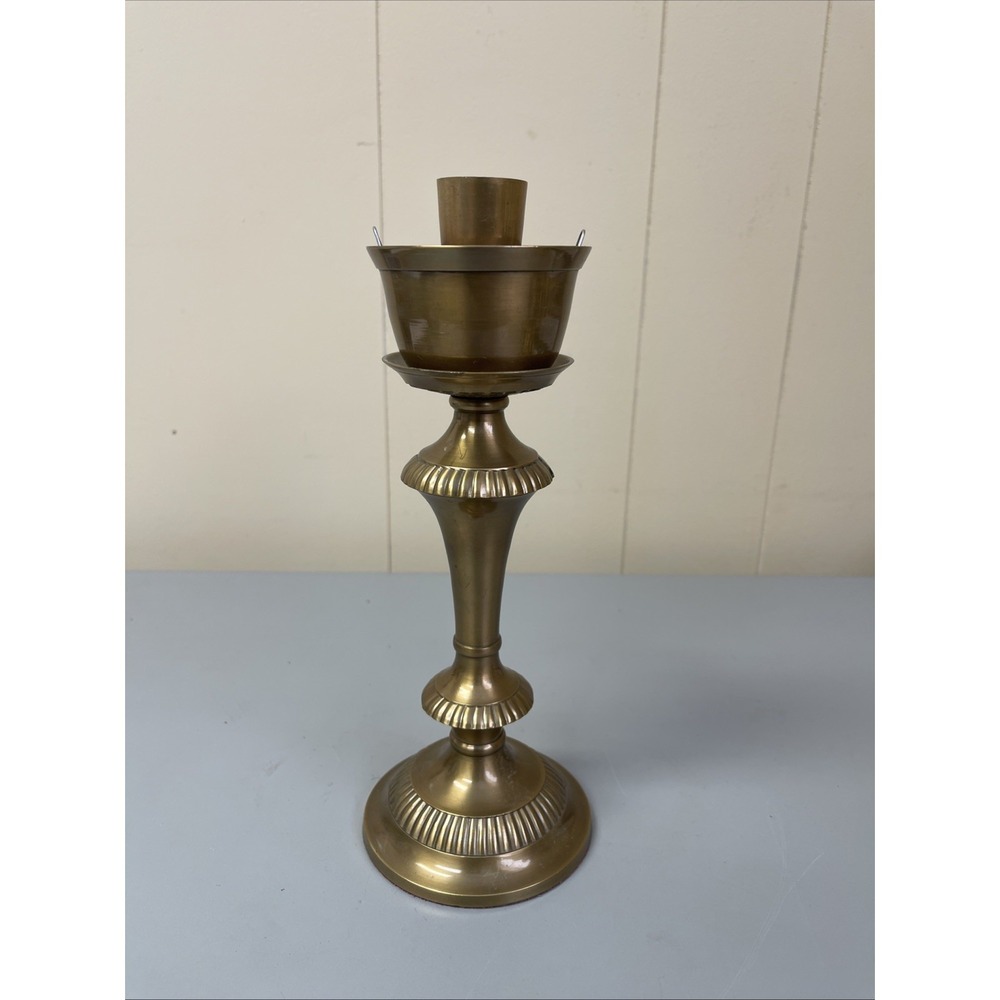 VTG Brass Candle Stick Holder 10" Tall Made in India; Base Is 4";Holds 1" Candle